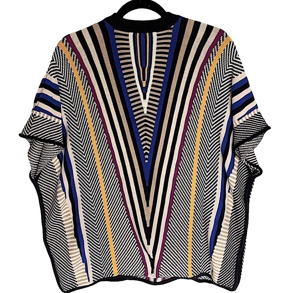 TRINA Turk Stripe Cozamel Cotton Sweater Poncho Size XS/S - Picture 4 of 6